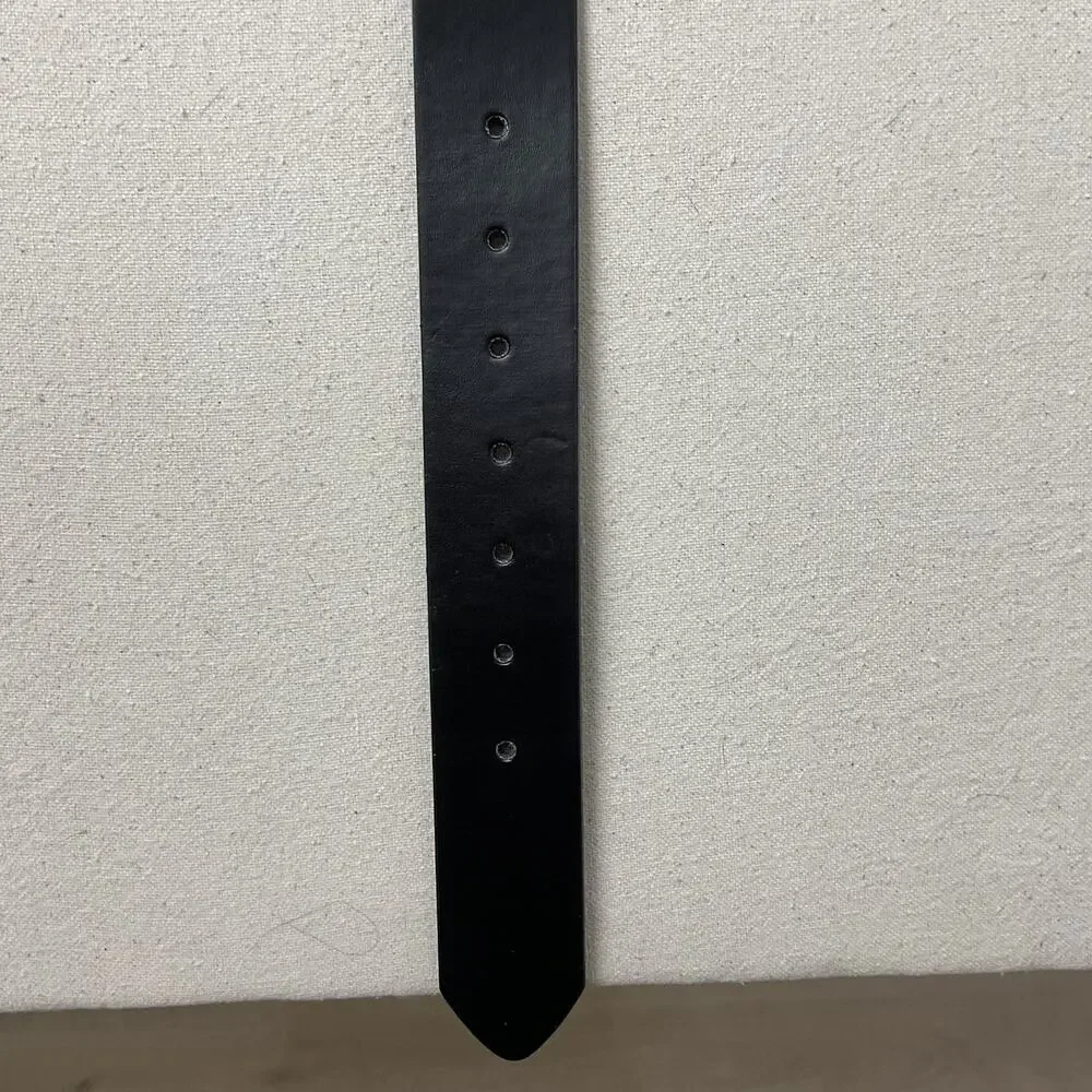 Firenze Genuine Leather Mens Size 56 Classic Black Dress Belt with Buckle NWT